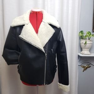 Love Tree Faux Fur Leather Jacket